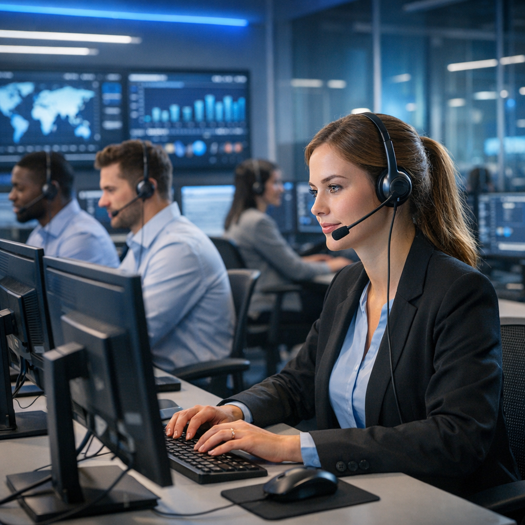 Modern contact center with customer service representatives